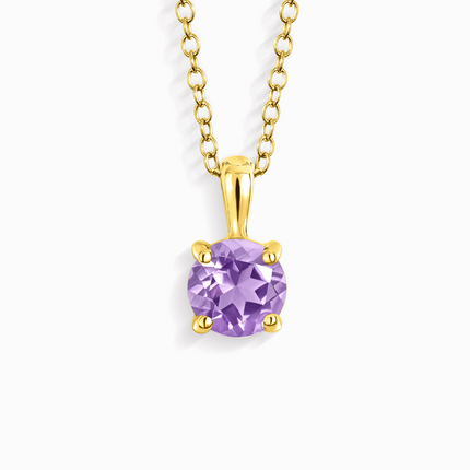 Lavender Amethyst Solitaire Pendant Necklace in 18k Gold Vermeil