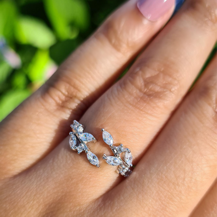 Adjustable Leaf Ring in Sterling Silver