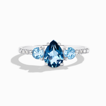 London Blue and Swiss Blue Topaz Ring in Sterling Silver