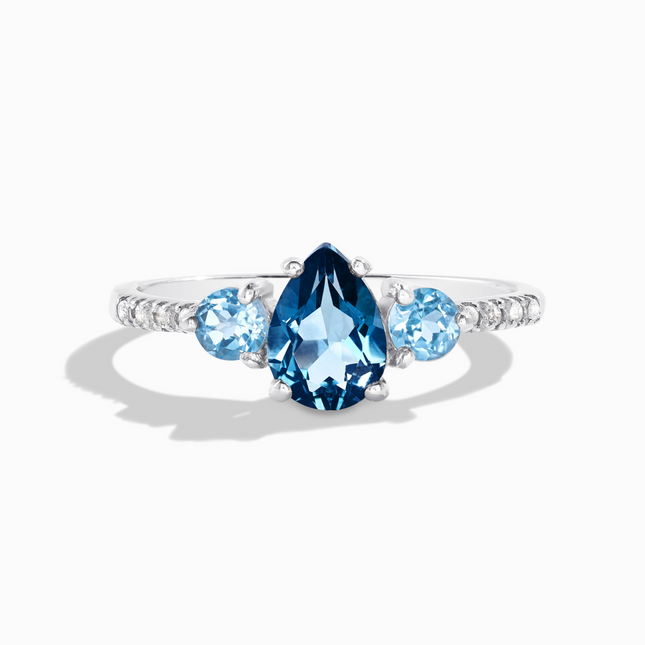 London Blue and Swiss Blue Topaz Ring in Sterling Silver