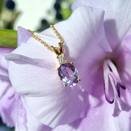 Lavender Amethyst Pendant Necklace in 18k Gold Vermeil