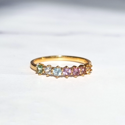 Pastel Rainbow Gemstone Eternity Ring in 18k Gold Vermeil