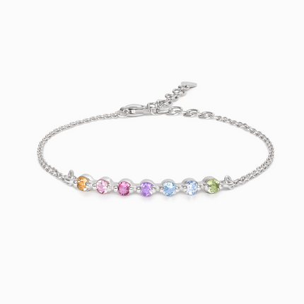 Pastel Rainbow Gemstone Bracelet in Sterling Silver