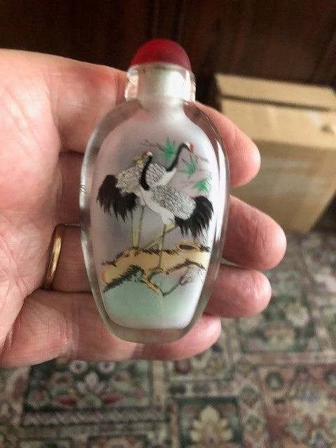 Inside painted glass Snuff / Scent Bottle