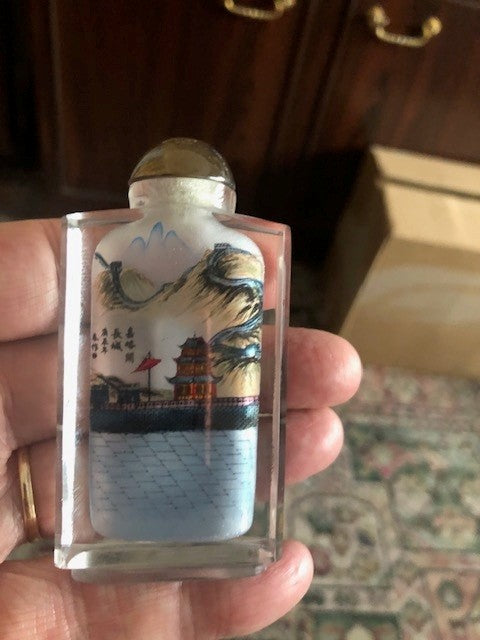 Inside painted glass Snuff / Scent Bottle