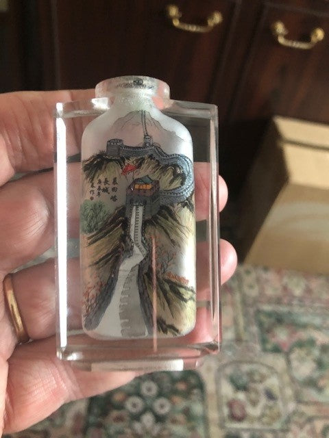 Inside painted glass Snuff / Scent Bottle