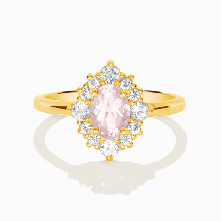 Pink Morganite Halo Ring in 18k Gold Vermeil