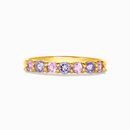 Pink Sapphire & Pink Amethyst Half Eternity Band in 18k Gold Vermeil