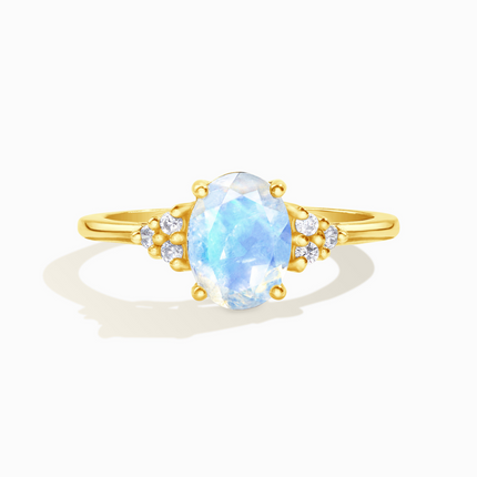 Rainbow Moonstone Ring in 18k Gold Vermeil (Oval Cut)
