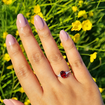 Complete Set - Garnet Jewellery Set in Sterling Silver