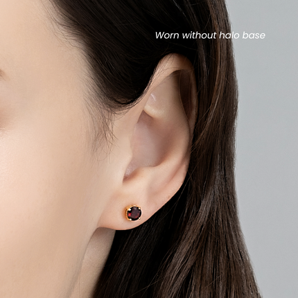 Garnet Halo Stud Earrings with Jackets in 18k Gold Vermeil