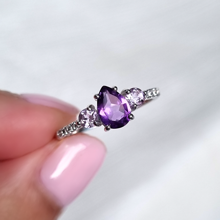 Amethyst and Lavender Amethyst Ring in Sterling Silver