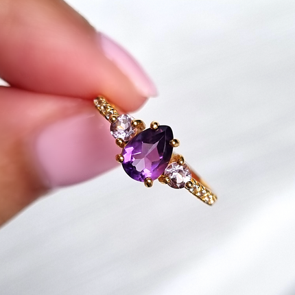 Amethyst and Lavender Amethyst Ring in 18k Gold Vermeil