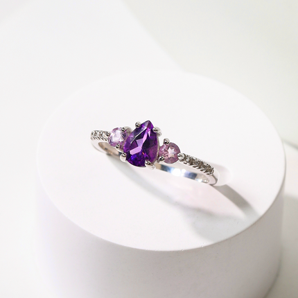 Amethyst and Lavender Amethyst Ring in Sterling Silver