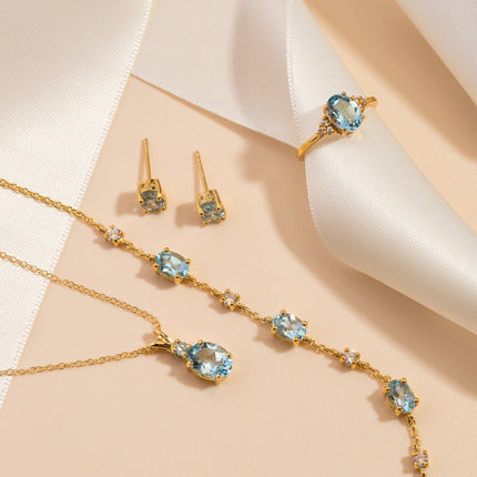 Mini Set 2 - Blue Topaz Jewellery Set in 18k Gold Vermeil