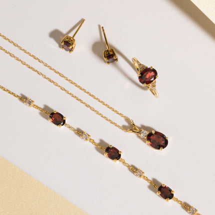 Mini Set 2 - Garnet Jewellery Set in 18k Gold Vermeil