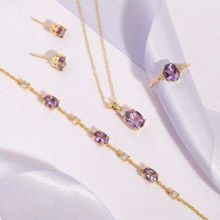 Lavender Amethyst Oval Stud Earrings in 18k Gold Vermeil
