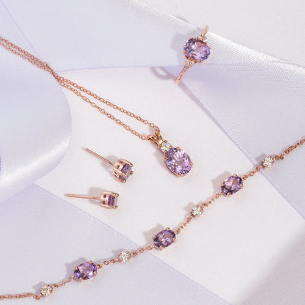 Amethyst Pendant Necklace in 18k Rose Gold Vermeil