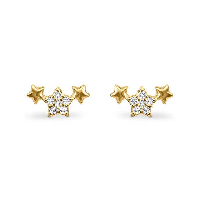 Trio of Stars Earrings in Gold
