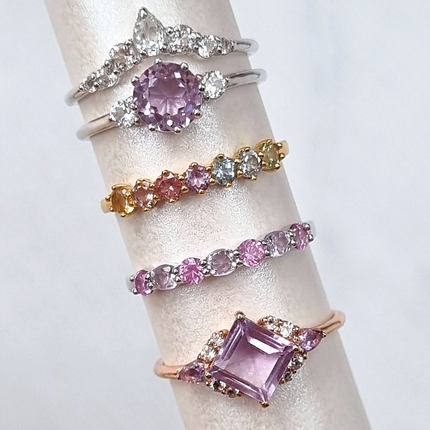 Pink Sapphire & Pink Amethyst Half Eternity Band in Sterling Silver