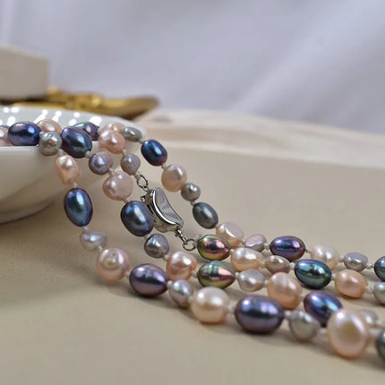 Autumn Winter Pearl Mixed Color Long Sweater Necklace Women's Fashion Jewelry Original Design Luxury Sensation Elegant Pearl Necklace