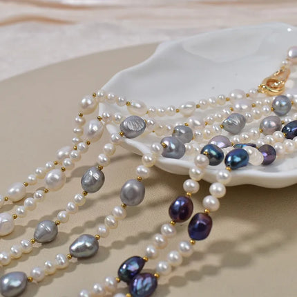 Handmade Long Natural Freshwater Pearl Necklace For Women Sweater Chain Elegant High-End Accessory Suitable For Autumn Winter