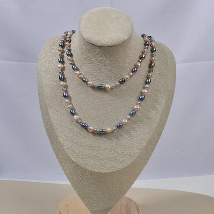 Autumn Winter Pearl Mixed Color Long Sweater Necklace Women's Fashion Jewelry Original Design Luxury Sensation Elegant Pearl Necklace