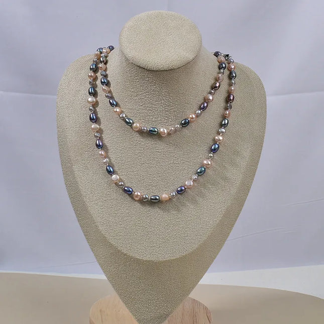 Autumn Winter Pearl Mixed Color Long Sweater Necklace Women's Fashion Jewelry Original Design Luxury Sensation Elegant Pearl Necklace