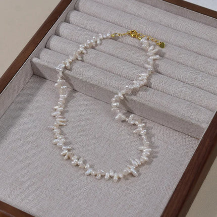 Natural Freshwater Pearl Necklace Three-Seven Holes Design Versatile Women's Jewelry Original Design Elegant Neck Chain