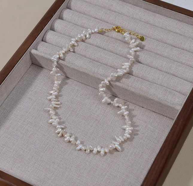 Natural Freshwater Pearl Necklace Three-Seven Holes Design Versatile Women's Jewelry Original Design Elegant Neck Chain