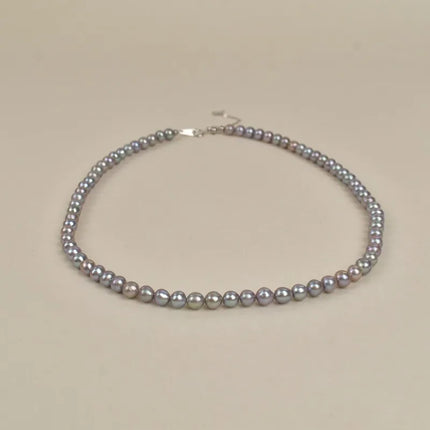 Natural Freshwater Pearl Necklace For Women S925 Silver Grey Versatile Simplicity Lobster Clasp Choker Fake Saltwater Real Hemp