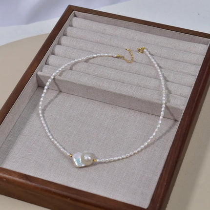 Original Design Natural Freshwater Mermaid Tail Pearl Necklace Women's Baroque Irregular Shape Bestselling Choker Necklace