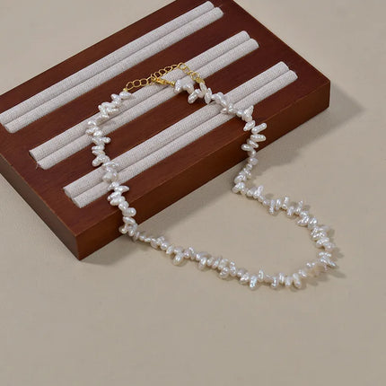 Natural Freshwater Pearl Necklace Three-Seven Holes Design Versatile Women's Jewelry Original Design Elegant Neck Chain