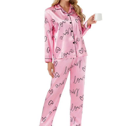 Elegant Long Sleeve Women's Home Clothes Set Sleepwear Casual Fashionable Autumn Middle East Style Polyester Silk Blend