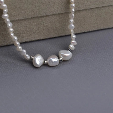 Baroque Double-Sided Light Small Stone Pearl Sweater Chain Cheongsam Natural Freshwater Pearl Necklace Elegant Neck Chain