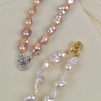 French Romantic Aurora Colorful Baroque Pearl Necklace Women Irregular Luxury Chic Clavicle Chain Natural Pearl Jewelry