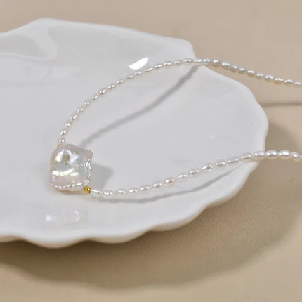 Original Design Natural Freshwater Mermaid Tail Pearl Necklace Women's Baroque Irregular Shape Bestselling Choker Necklace