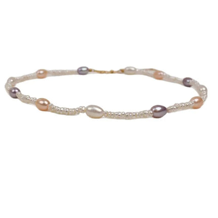 Natural Pearl Necklace Women's High-End Luxury Candy Color Splicing Beads Clavicle Chain Gentle Baroque Style Jewelry Accessory