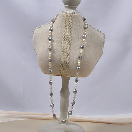 Handmade Long Natural Freshwater Pearl Necklace For Women Sweater Chain Elegant High-End Accessory Suitable For Autumn Winter