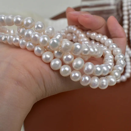 Elegant Long Multi-Layer Natural Freshwater Pearl Necklace Simple Style Real Pearl Sweater Chain For Women Qipao Chain Accessory