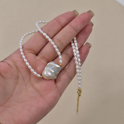 Original Design Natural Freshwater Mermaid Tail Pearl Necklace Women's Baroque Irregular Shape Bestselling Choker Necklace