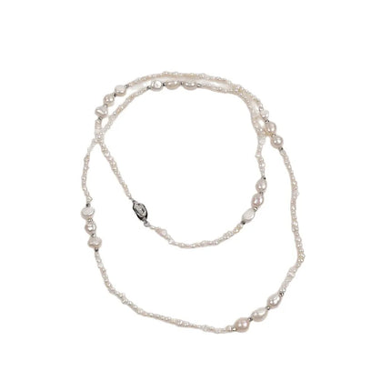 Baroque Double-Sided Light Small Stone Pearl Sweater Chain Cheongsam Natural Freshwater Pearl Necklace Elegant Neck Chain
