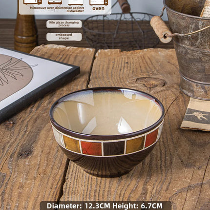 European Style Kiln Glaze Ceramic Tableware Creative Plate Set Salad Bowl Rice Bowl Steak Disc Fish Plate Mug