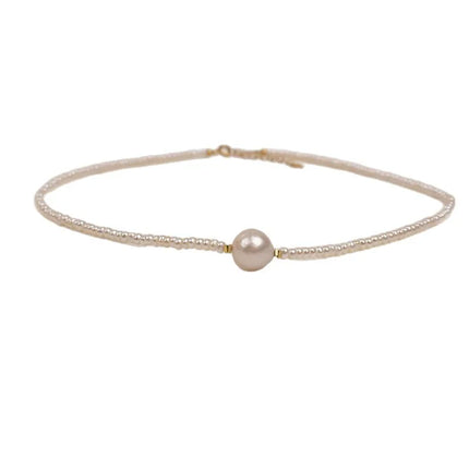 Elegant Natural Single Baroque Pearl Necklace Versatile Simple Style Choker French Vintage Clasp Road Open Link Chain