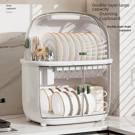 Golden Cat Kitchen Draining Cupboard with Lid for Bowl Box for Bowl and Dish Plate Chopsticks Tableware Household Storage Shelf Storage Box