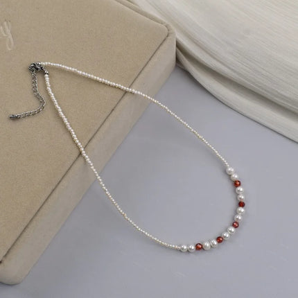Natural Freshwater Pearl Necklace Collection For Women Elegant Simple Irregular Lockbone Chain Necklace Baroque Style