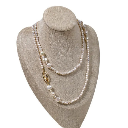 French Vintage Baroque Multi-Layer Long Sweater Chain Necklace Women's Pearl Pendant Collarbone Chain Fashion Jewelry Accessory