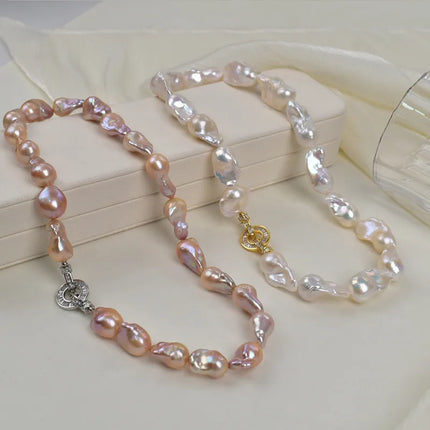 French Romantic Aurora Colorful Baroque Pearl Necklace Women Irregular Luxury Chic Clavicle Chain Natural Pearl Jewelry