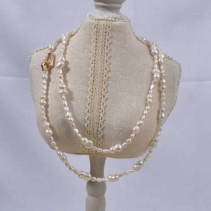 New Natural Baroque Shape Pearl Necklace Hollow Core Freeform Freshwater 8 Letter Fashionable Sweater Chain Original Design