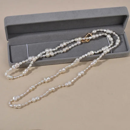 New Natural Baroque Shape Pearl Necklace Hollow Core Freeform Freshwater 8 Letter Fashionable Sweater Chain Original Design